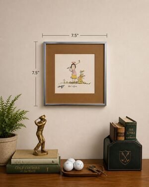 William Egan 1977 "The Golfer" Framed Signed Art Print Golf Cartoon 7.5"x7.5"